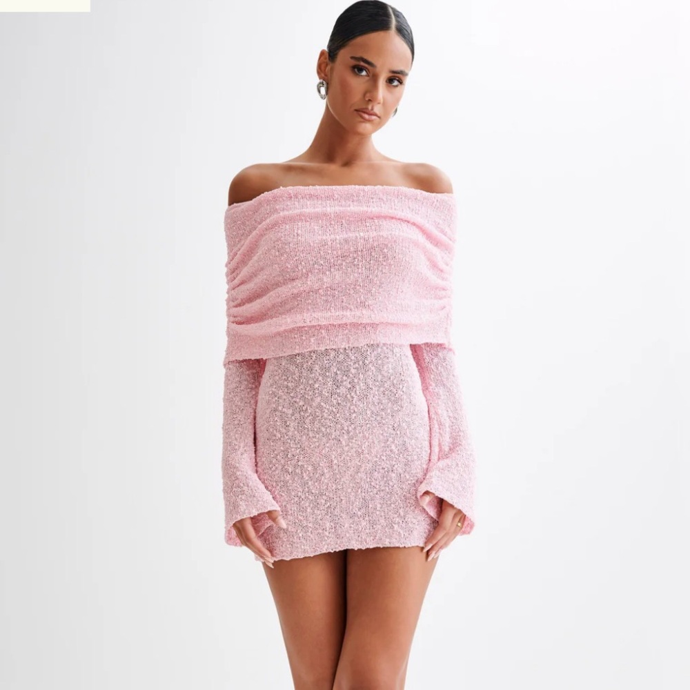 NEW WITH TAGS Meshki Pink Off-Shoulder Mini Dress (Meshki Marisol Dress)